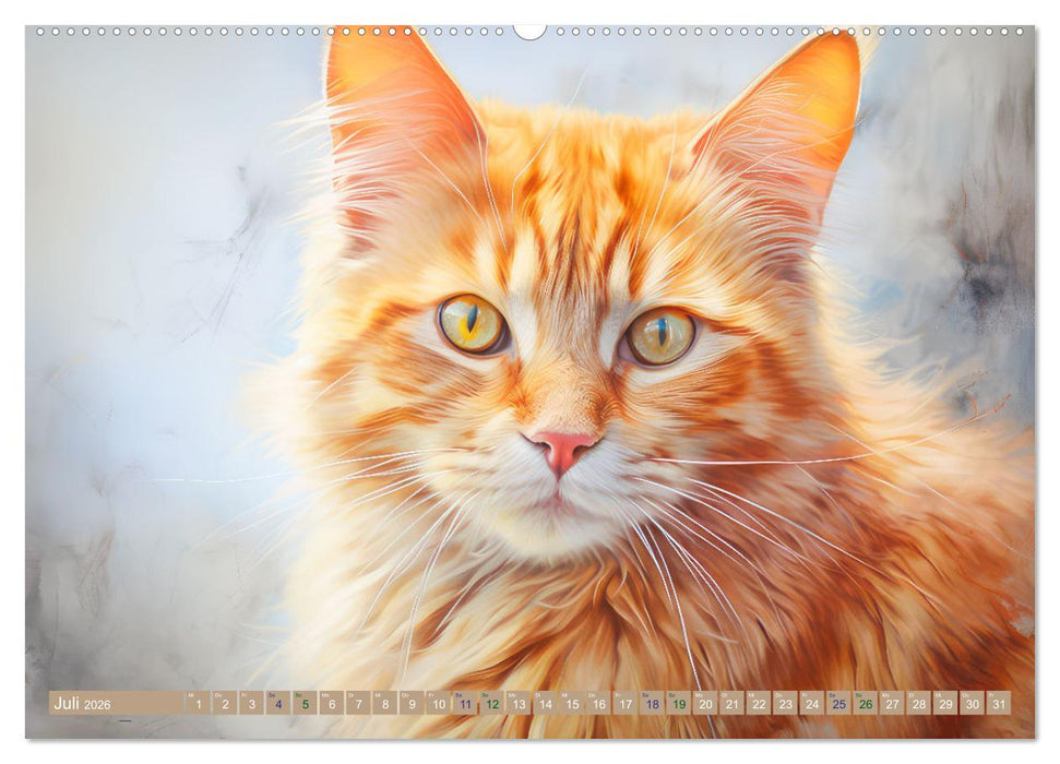 Katzen im Pastellstil (CALVENDO Premium Wandkalender 2026)