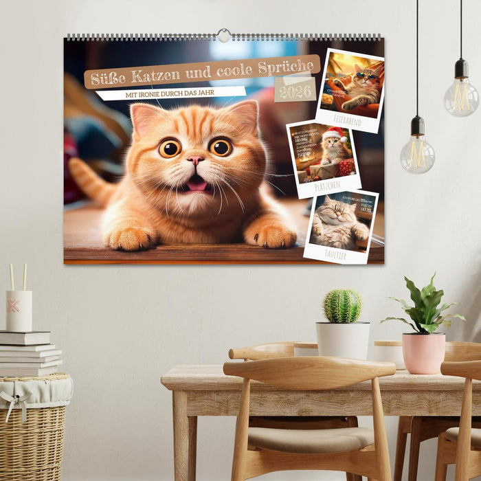 Süße Katzen und coole Sprüche (CALVENDO Wandkalender 2026)