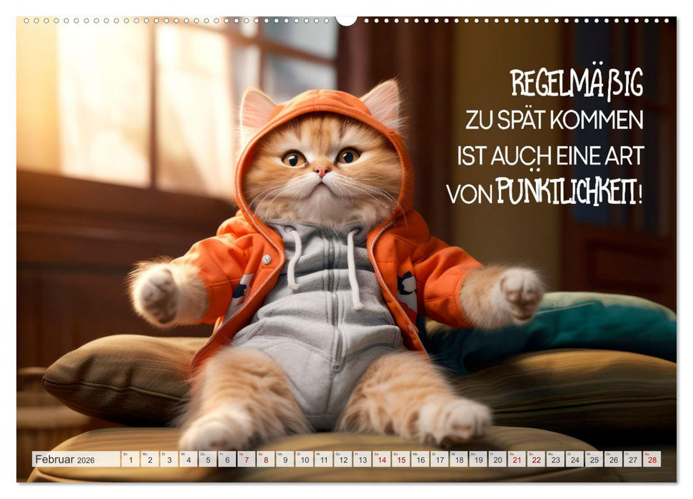 Süße Katzen und coole Sprüche (CALVENDO Wandkalender 2026)