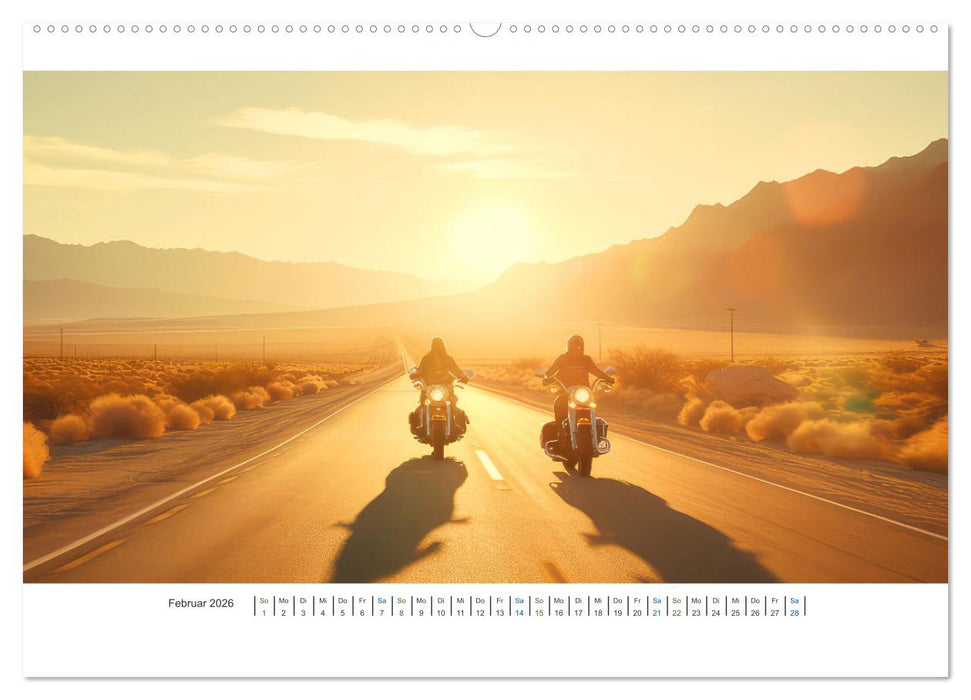 Biker in unendlicher Weite (CALVENDO Premium Wandkalender 2026)