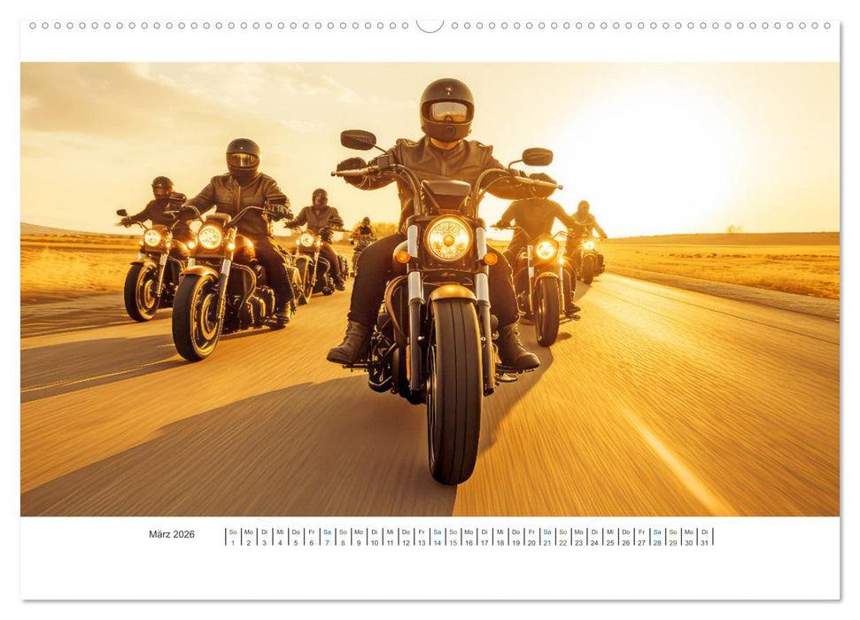 Biker in unendlicher Weite (CALVENDO Premium Wandkalender 2026)