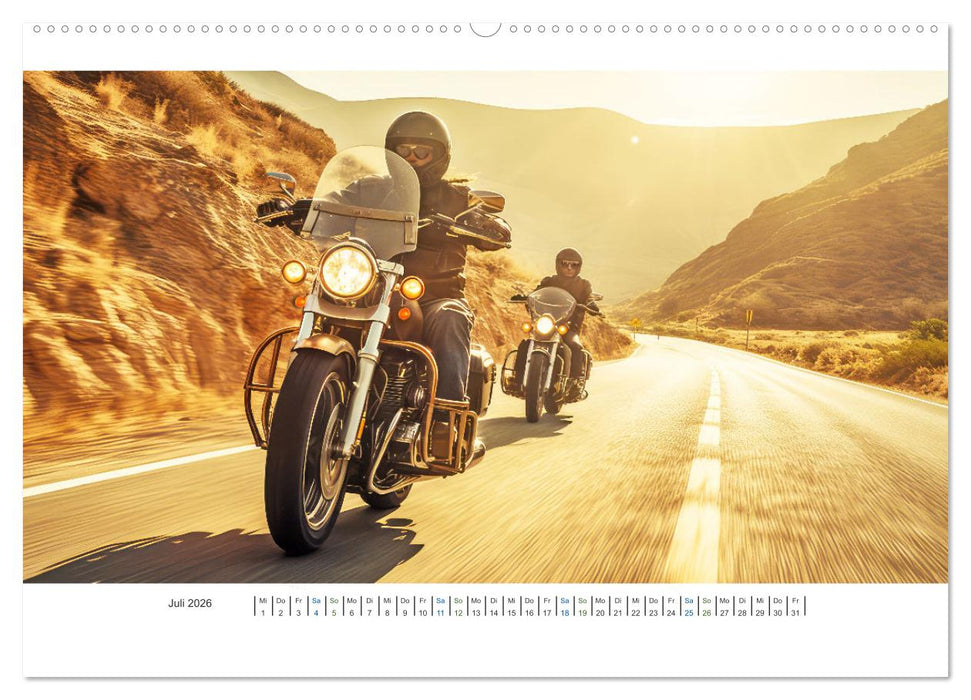 Biker in unendlicher Weite (CALVENDO Premium Wandkalender 2026)