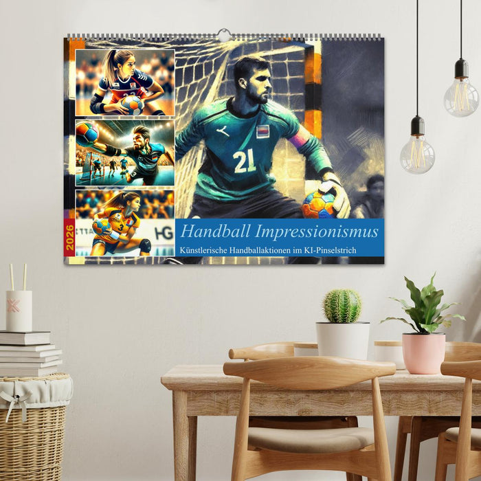 Handball Impressionismus, Künstlerische Handballaktionen im KI-Pinselstrich (CALVENDO Wandkalender 2026)