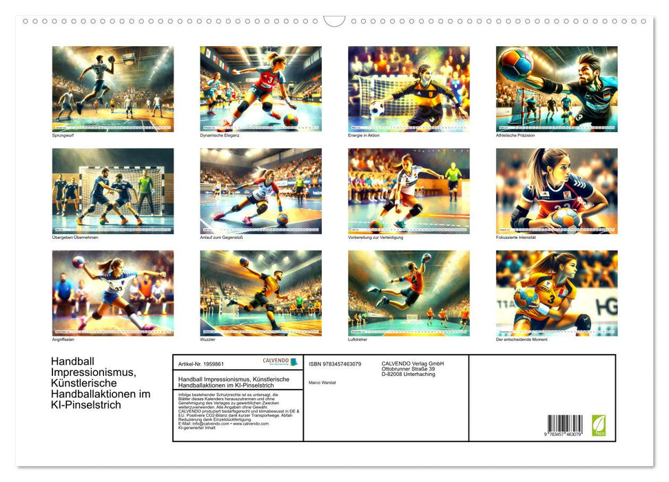 Handball Impressionismus, Künstlerische Handballaktionen im KI-Pinselstrich (CALVENDO Wandkalender 2026)
