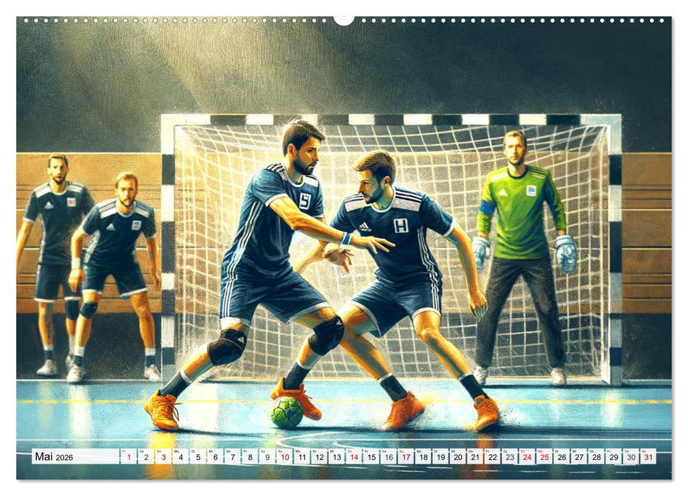 Handball Impressionismus, Künstlerische Handballaktionen im KI-Pinselstrich (CALVENDO Wandkalender 2026)
