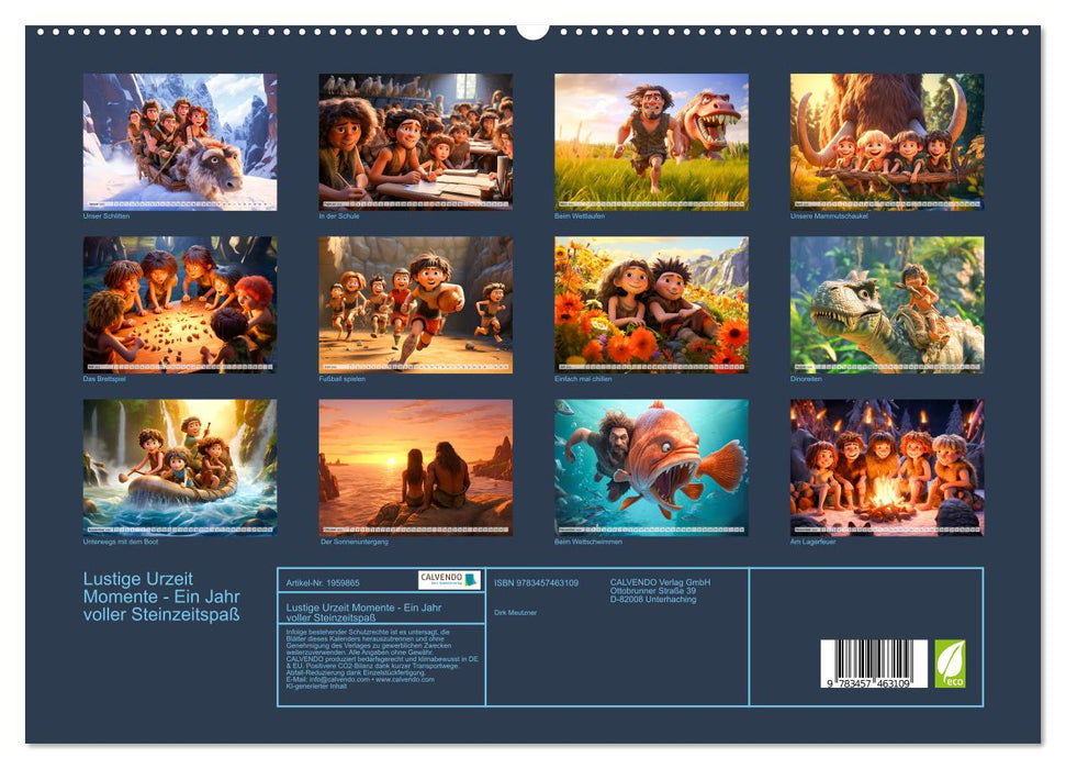 Lustige Urzeit Momente - Ein Jahr voller Steinzeitspaß (CALVENDO Premium Wandkalender 2026)