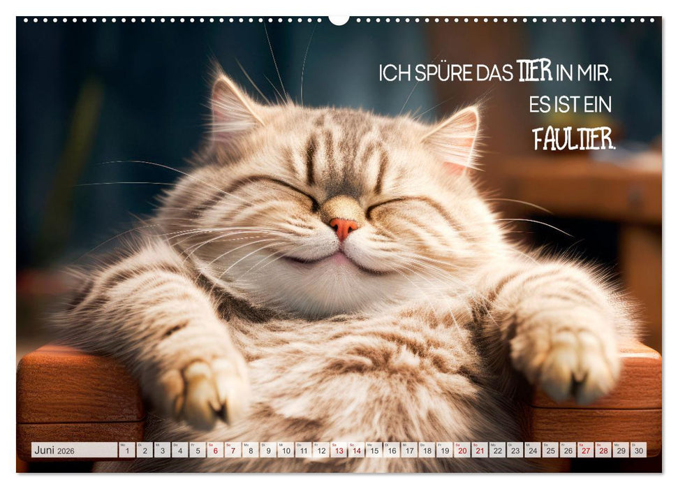Süße Katzen und coole Sprüche (CALVENDO Premium Wandkalender 2026)