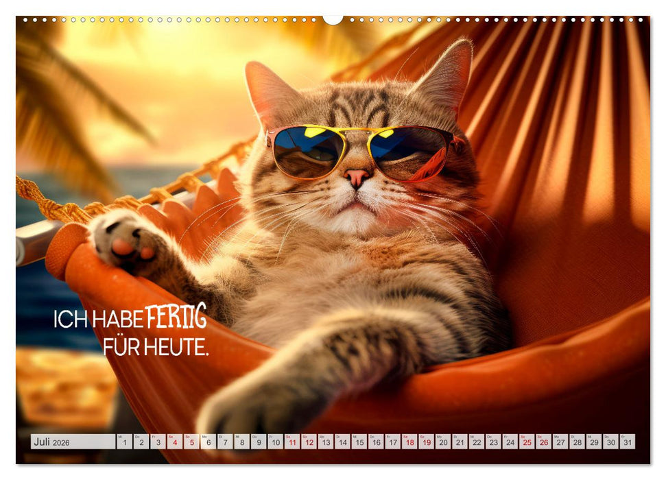 Süße Katzen und coole Sprüche (CALVENDO Premium Wandkalender 2026)