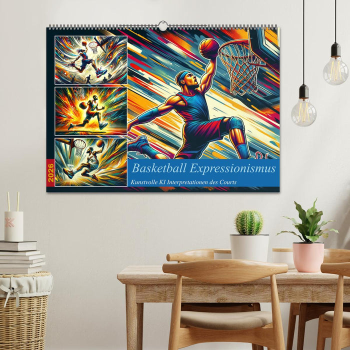 Basketball Expressionismus - Kunstvolle KI Interpretationen des Courts (CALVENDO Wandkalender 2026)