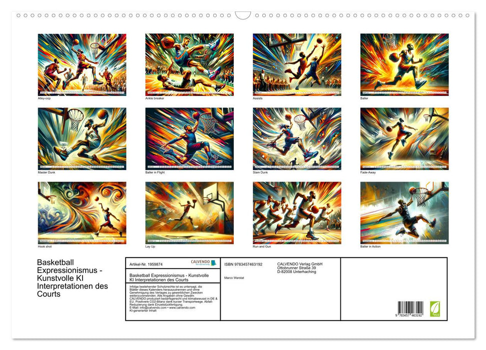 Basketball Expressionismus - Kunstvolle KI Interpretationen des Courts (CALVENDO Wandkalender 2026)