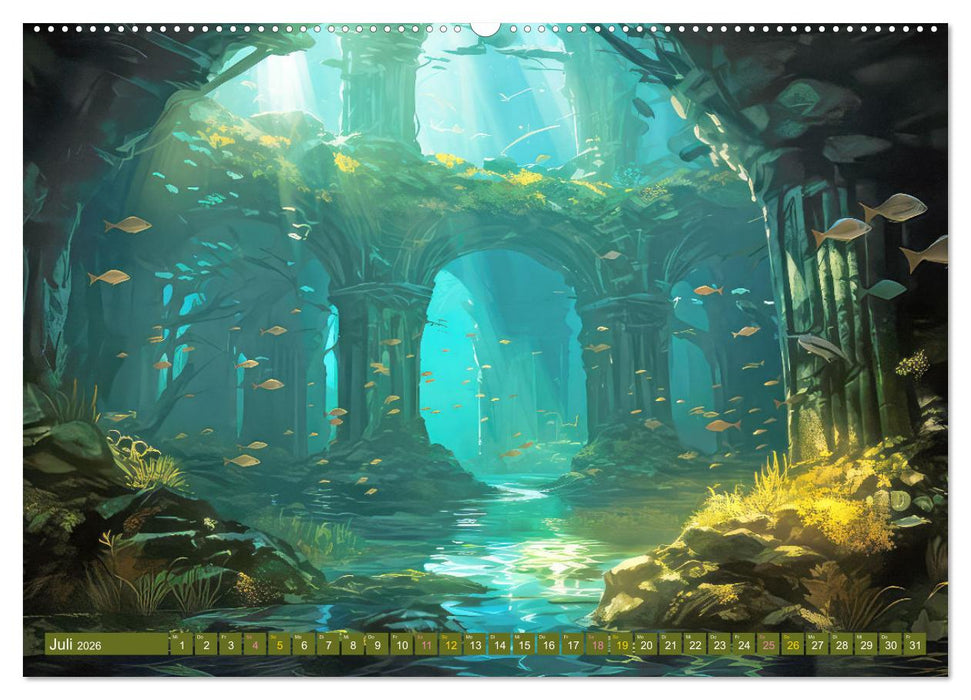 Ruinen versunkener Kulturen - Fantasiebilder (CALVENDO Premium Wandkalender 2026)