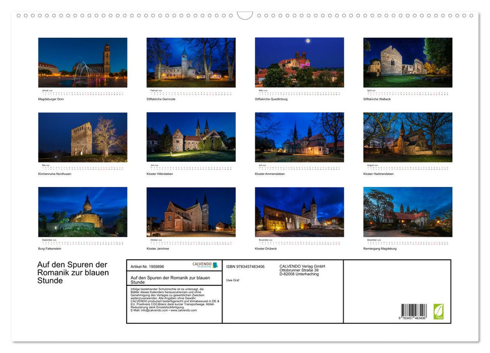 Auf den Spuren der Romanik zur blauen Stunde (CALVENDO Wandkalender 2026)