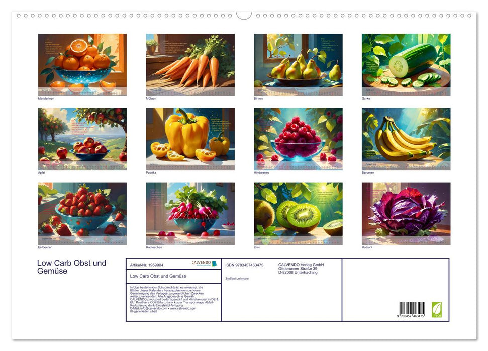 Low Carb Obst und Gemüse (CALVENDO Wandkalender 2026)