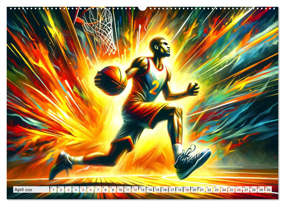 Basketball Expressionismus - Kunstvolle KI Interpretationen des Courts (CALVENDO Premium Wandkalender 2026)