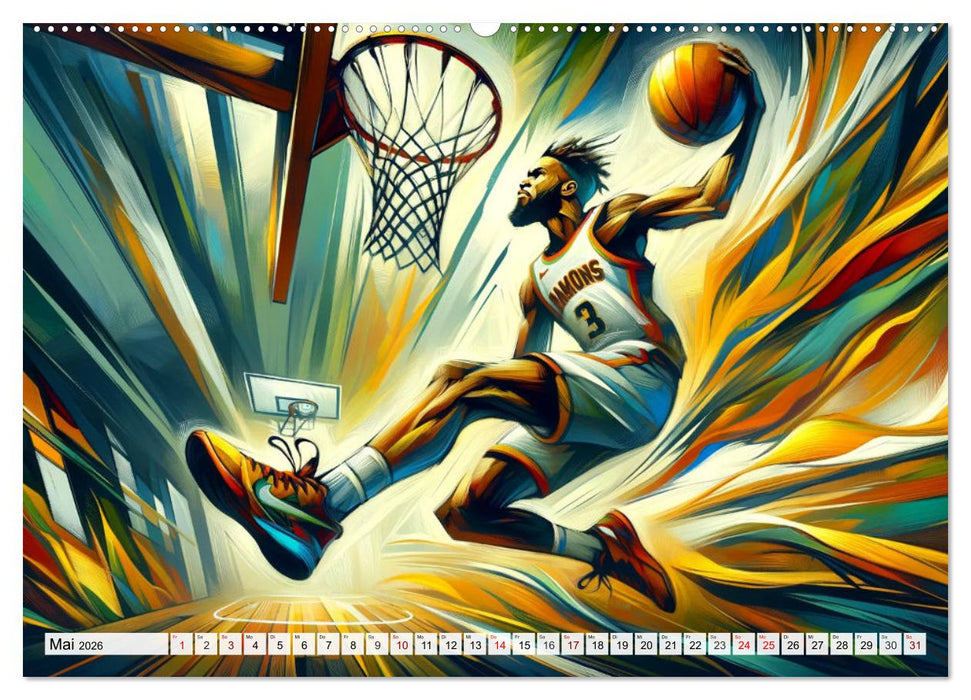 Basketball Expressionismus - Kunstvolle KI Interpretationen des Courts (CALVENDO Premium Wandkalender 2026)