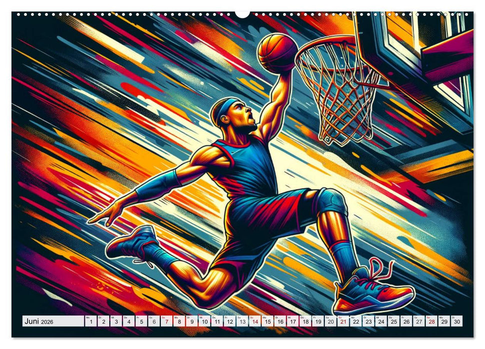 Basketball Expressionismus - Kunstvolle KI Interpretationen des Courts (CALVENDO Premium Wandkalender 2026)