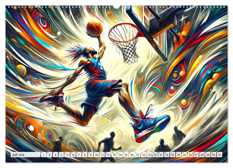Basketball Expressionismus - Kunstvolle KI Interpretationen des Courts (CALVENDO Premium Wandkalender 2026)