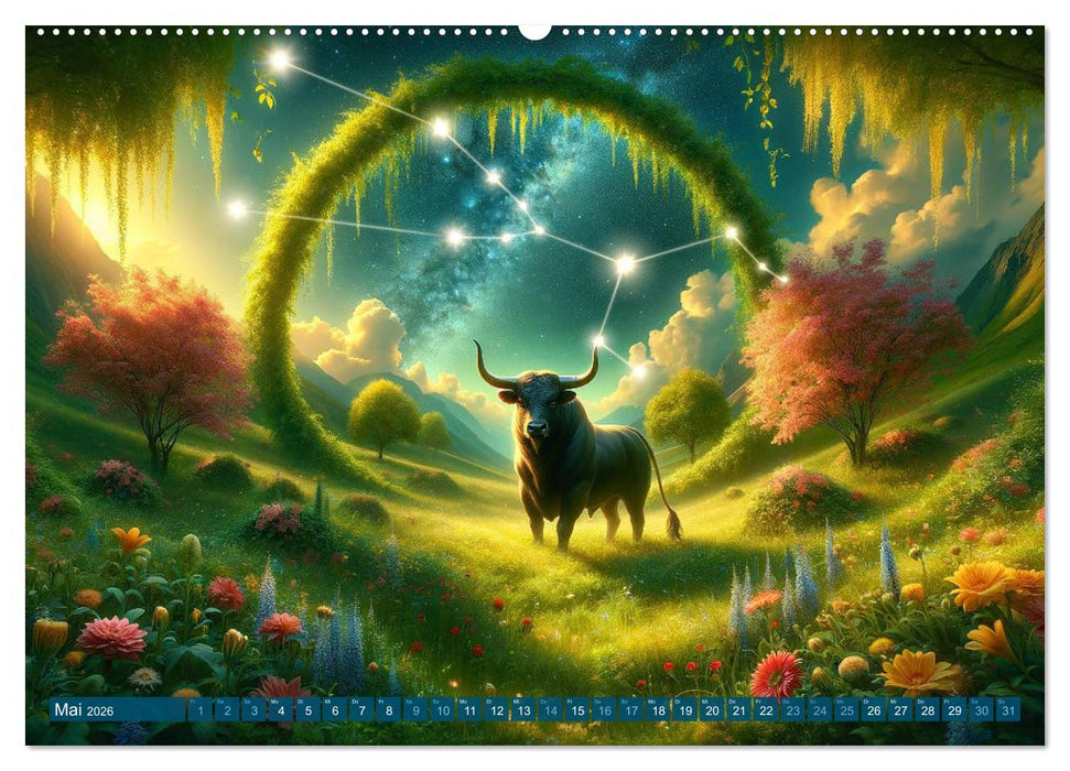 Kosmische Sinfonie: Der Tanz der Sternzeichen (CALVENDO Premium Wandkalender 2026)