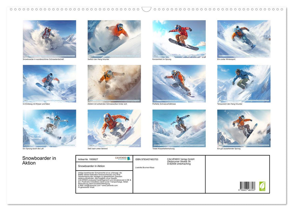 Snowboarder in Aktion (CALVENDO Wandkalender 2026)