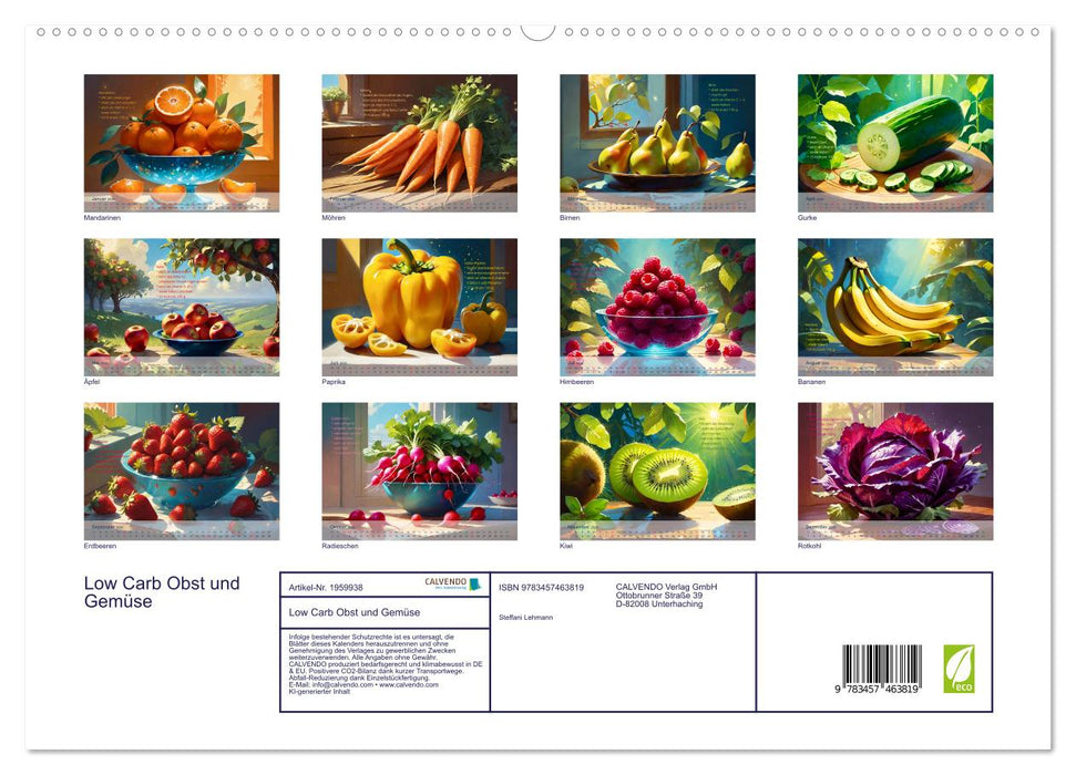 Low Carb Obst und Gemüse (CALVENDO Premium Wandkalender 2026)