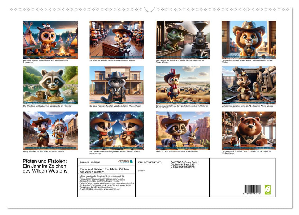 Pfoten und Pistolen: Ein Jahr im Zeichen des Wilden Westens (CALVENDO Wandkalender 2026)