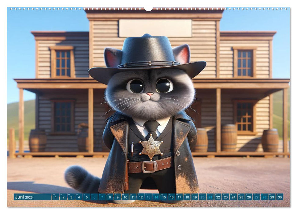 Pfoten und Pistolen: Ein Jahr im Zeichen des Wilden Westens (CALVENDO Premium Wandkalender 2026)