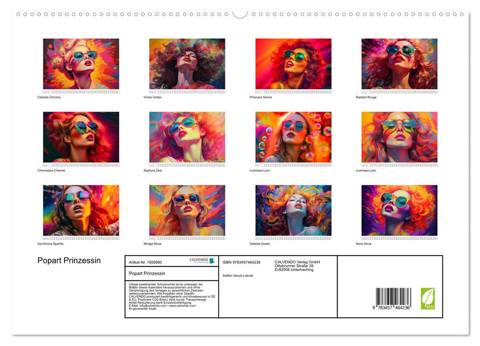 Popart Prinzessin (CALVENDO Premium Wandkalender 2026)