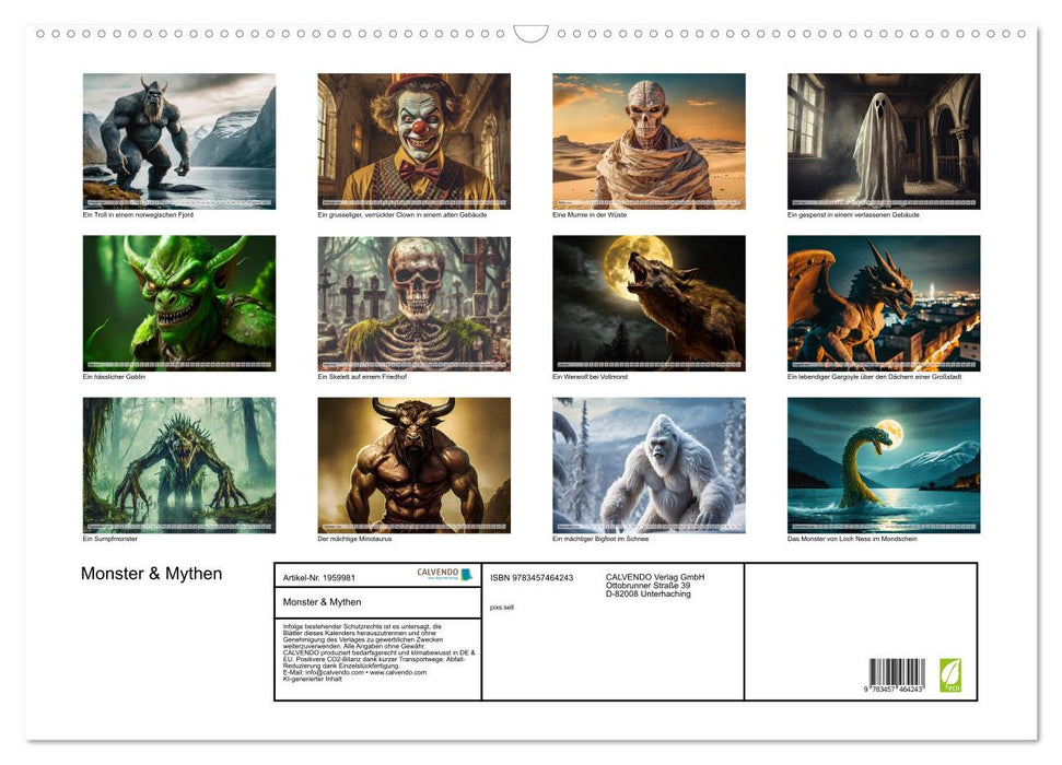 Monster & Mythen (CALVENDO Wandkalender 2026)