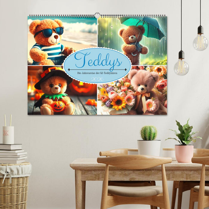Teddys - Die Jahresreise der KI-Teddybären (CALVENDO Wandkalender 2026)