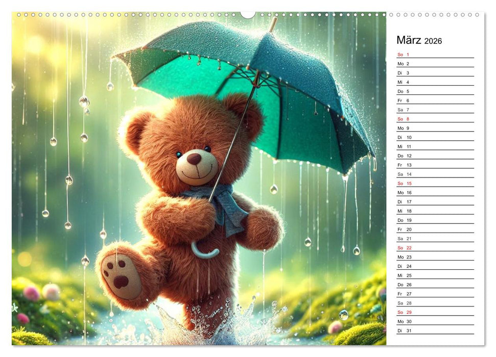 Teddys - Die Jahresreise der KI-Teddybären (CALVENDO Wandkalender 2026)