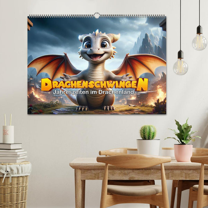Drachenschwingen: Jahreszeiten im Drachenland (CALVENDO Wandkalender 2026)