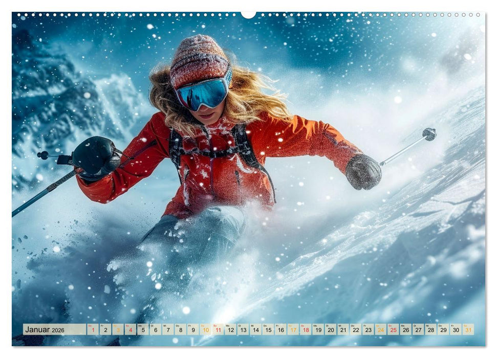 Skifahren - tolle Momente (CALVENDO Premium Wandkalender 2026)