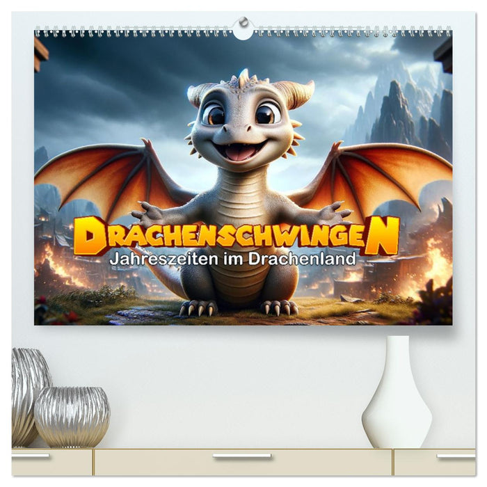 Drachenschwingen: Jahreszeiten im Drachenland (CALVENDO Premium Wandkalender 2026)