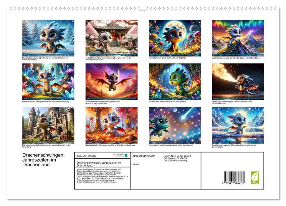 Drachenschwingen: Jahreszeiten im Drachenland (CALVENDO Premium Wandkalender 2026)
