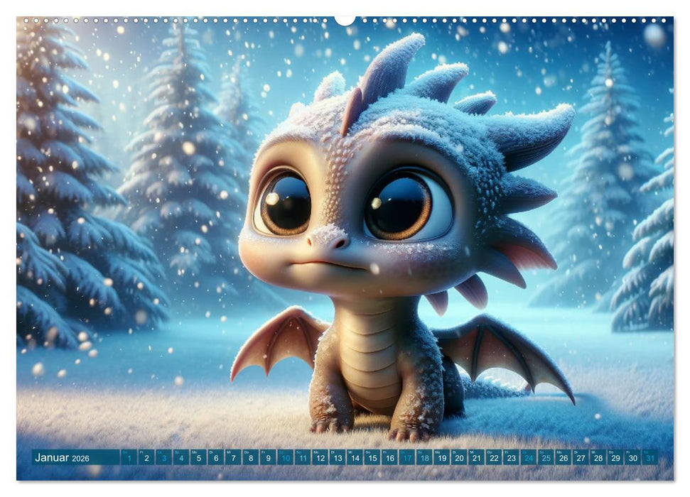 Drachenschwingen: Jahreszeiten im Drachenland (CALVENDO Premium Wandkalender 2026)