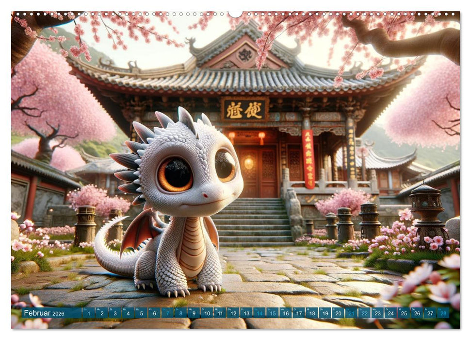 Drachenschwingen: Jahreszeiten im Drachenland (CALVENDO Premium Wandkalender 2026)
