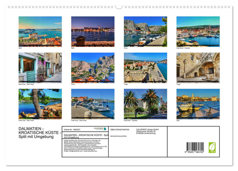 DALMATIEN - KROATISCHE KÜSTE - Split mit Umgebung (CALVENDO Premium Wandkalender 2026)