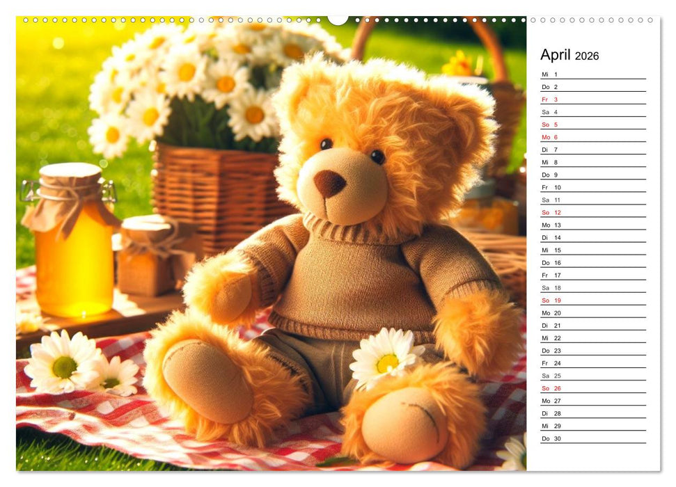 Teddys - Die Jahresreise der KI-Teddybären (CALVENDO Premium Wandkalender 2026)
