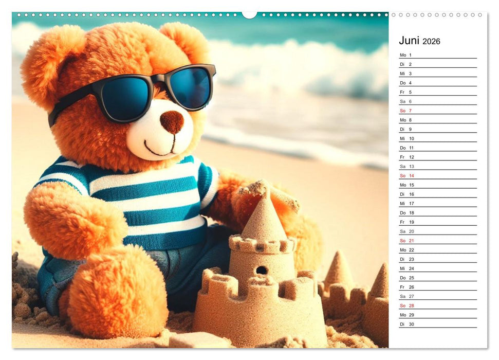 Teddys - Die Jahresreise der KI-Teddybären (CALVENDO Premium Wandkalender 2026)