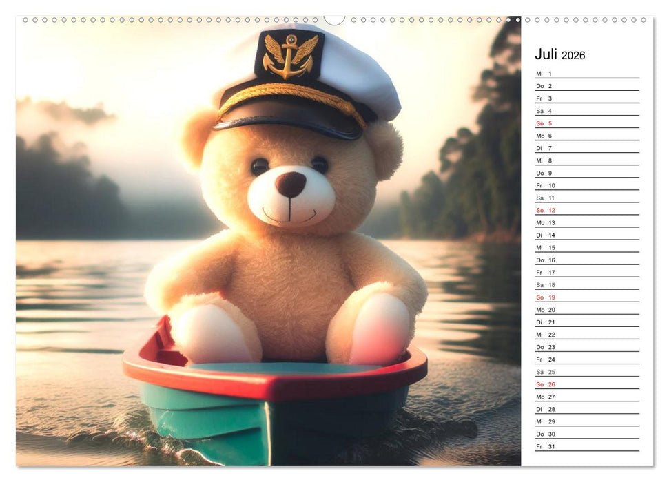Teddys - Die Jahresreise der KI-Teddybären (CALVENDO Premium Wandkalender 2026)