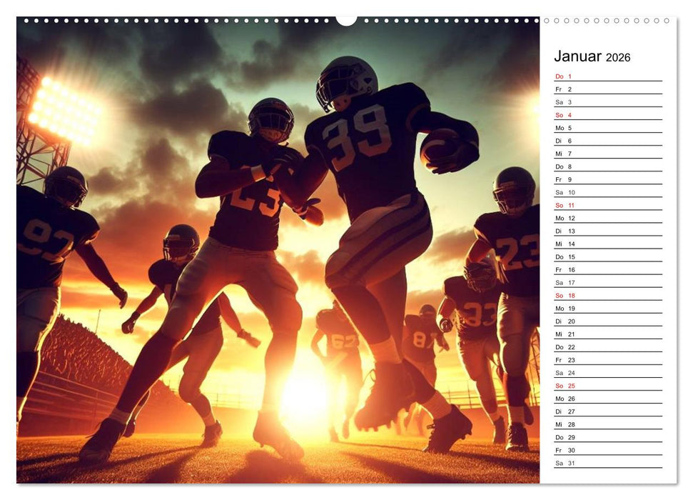 American Football - Durch KI-Technologie zum Leben erweckte Momente (CALVENDO Wandkalender 2026)