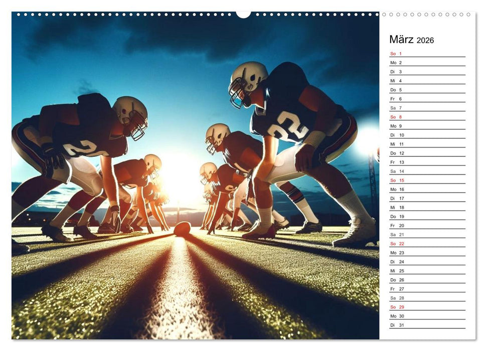 American Football - Durch KI-Technologie zum Leben erweckte Momente (CALVENDO Wandkalender 2026)