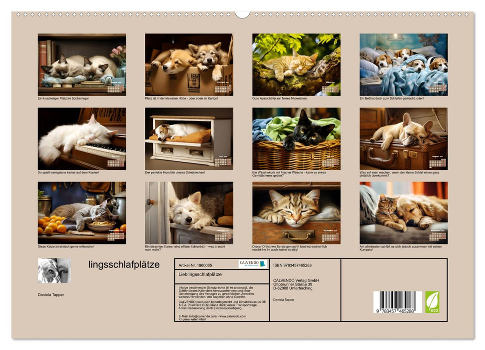 Lieblingsschlafplätze (CALVENDO Premium Wandkalender 2026)