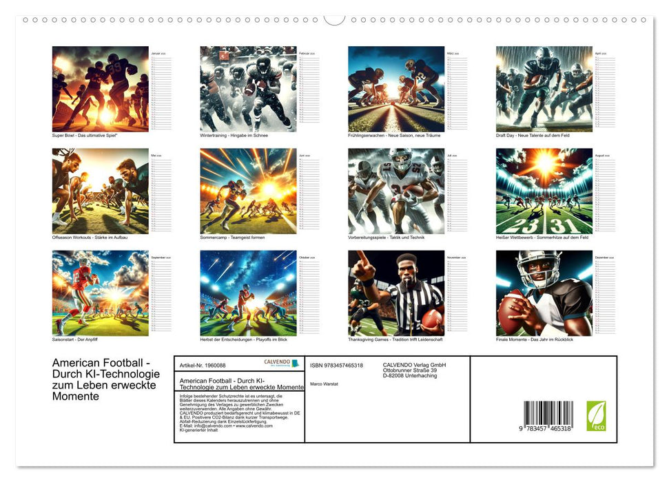 American Football - Durch KI-Technologie zum Leben erweckte Momente (CALVENDO Premium Wandkalender 2026)