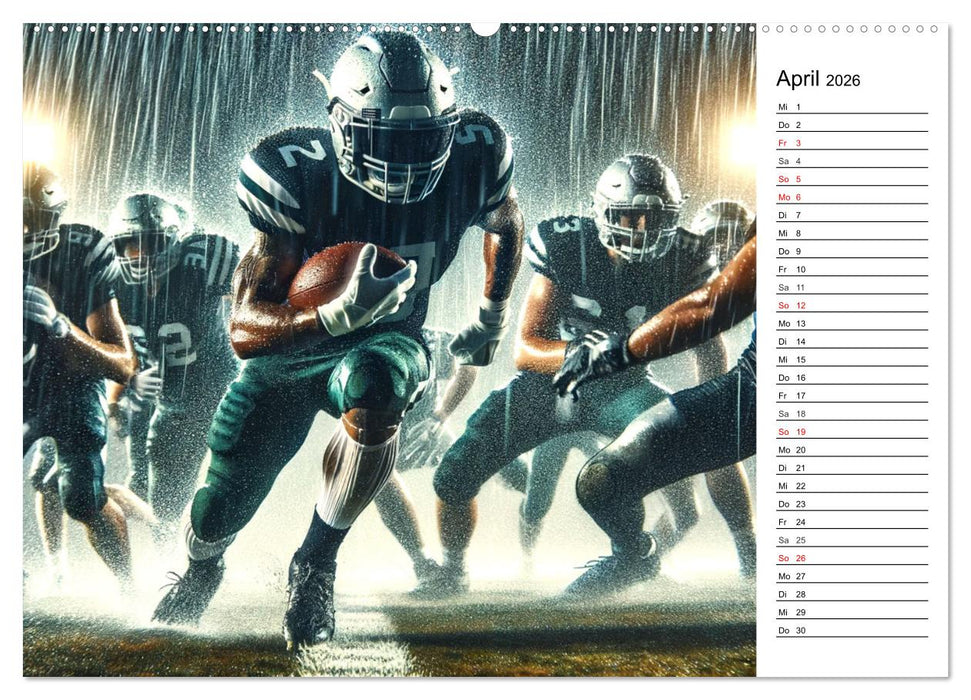 American Football - Durch KI-Technologie zum Leben erweckte Momente (CALVENDO Premium Wandkalender 2026)