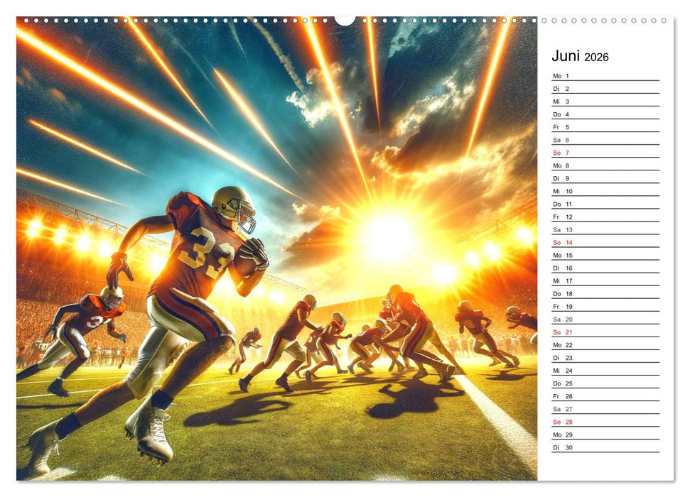 American Football - Durch KI-Technologie zum Leben erweckte Momente (CALVENDO Premium Wandkalender 2026)