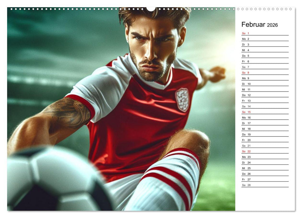 Fußball Highlights - Von der KI geschaffene Spielmomente (CALVENDO Premium Wandkalender 2026)