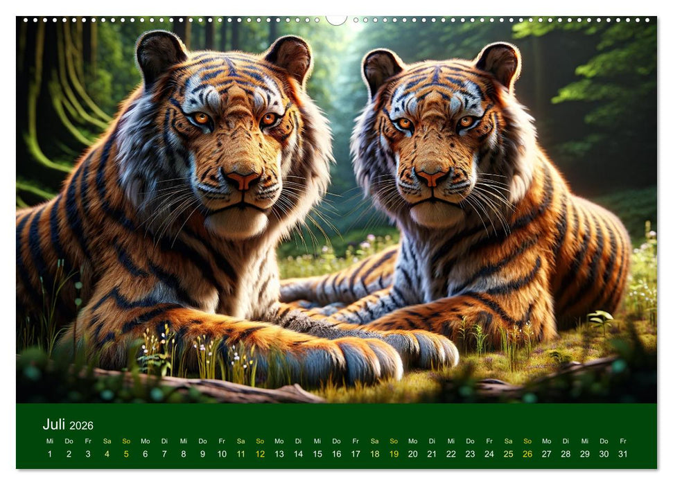 Majestätische Tiger (CALVENDO Premium Wandkalender 2026)