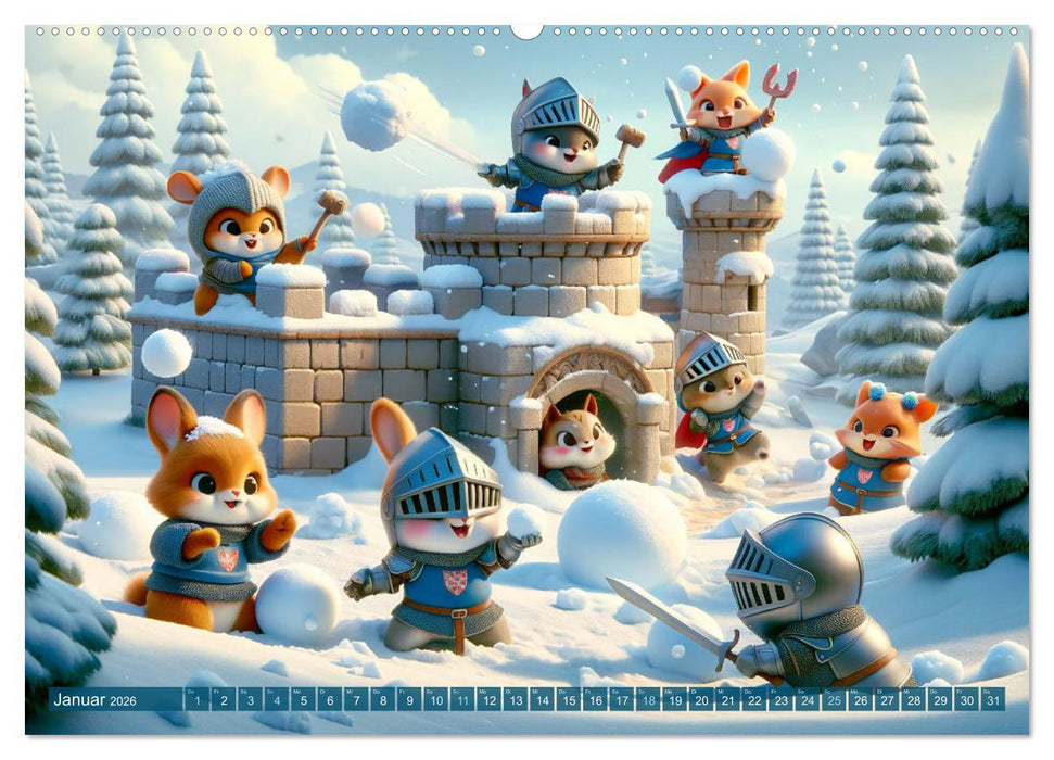 Ritterliche Tierfreunde: Ein Jahr voller Spannung und Humor (CALVENDO Premium Wandkalender 2026)