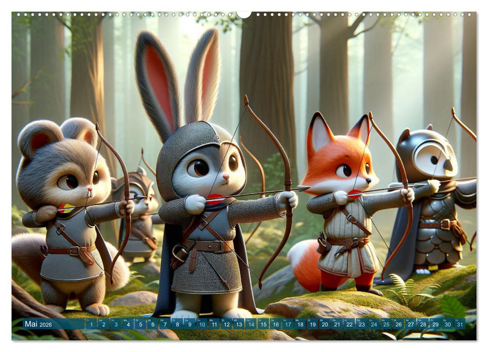 Ritterliche Tierfreunde: Ein Jahr voller Spannung und Humor (CALVENDO Premium Wandkalender 2026)